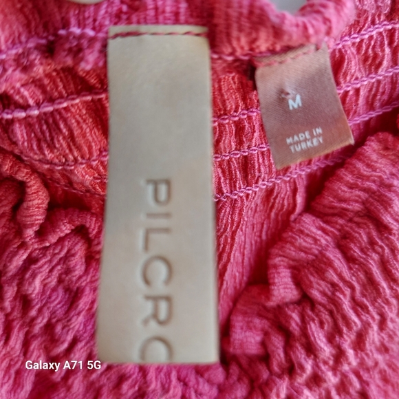 Pilcro Anthropologie Ruffle Puff Sleeve Pink Rose Sz M - Picture 7 of 16